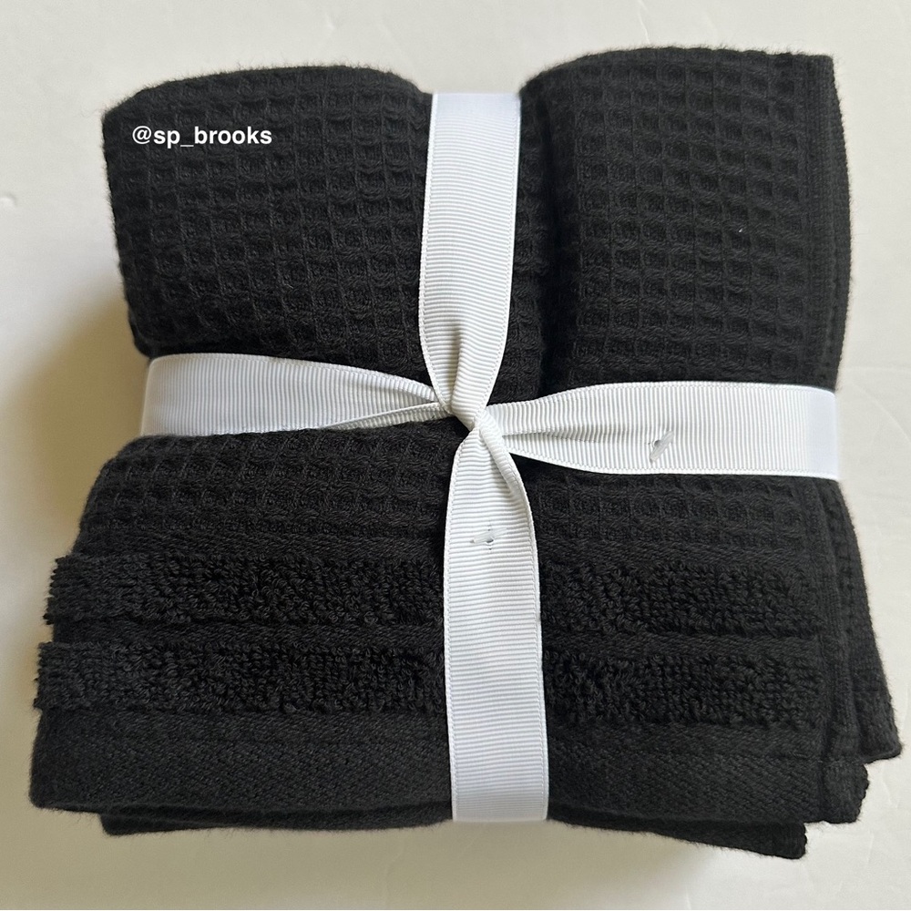 🎁9 PC Hotel Balfour Oversized Bath Towel Set - Cotton -Black Caviar Waffle - Picture 8 of 9